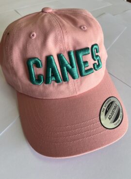 Merch – Canes Cap  Pink (Teal Canes)